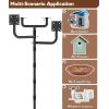imageGarbuildman 105 Inch Smart Bird Feeder Pole with Reinforced 5Prong Base Adjustable Birdhouse Pole for Outdoors Heavy Duty Bird Feeder Stand Mounting Kit for Wild Birds Watching DoubleHeadFourhead