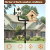imageGarbuildman 105 Inch Smart Bird Feeder Pole with Reinforced 5Prong Base Adjustable Birdhouse Pole for Outdoors Heavy Duty Bird Feeder Stand Mounting Kit for Wild Birds Watching DoubleHeadTwohead