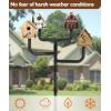 imageGarbuildman 105 Inch Smart Bird Feeder Pole with Reinforced 5Prong Base Adjustable Birdhouse Pole for Outdoors Heavy Duty Bird Feeder Stand Mounting Kit for Wild Birds Watching DoubleHeadFourhead