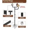 imageGarbuildman 105 Inch Smart Bird Feeder Pole with Reinforced 5Prong Base Adjustable Birdhouse Pole for Outdoors Heavy Duty Bird Feeder Stand Mounting Kit for Wild Birds Watching DoubleHeadThreehead