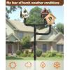 imageGarbuildman 105 Inch Smart Bird Feeder Pole with Reinforced 5Prong Base Adjustable Birdhouse Pole for Outdoors Heavy Duty Bird Feeder Stand Mounting Kit for Wild Birds Watching DoubleHeadThreehead