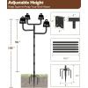 imageGarbuildman 105 Inch Smart Bird Feeder Pole with Reinforced 5Prong Base Adjustable Birdhouse Pole for Outdoors Heavy Duty Bird Feeder Stand Mounting Kit for Wild Birds Watching DoubleHeadFourhead