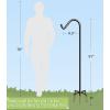 imageGarbuildman 92 Inch Tall Shepherd Hooks with 5Forked Base Adjustable Heavy Duty Bird Feeder Pole Stand Hanger for Outdoor Shiny Black 1 Pack60 Inch