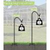 imageGarbuildman 92 Inch Tall Shepherd Hooks with 5Forked Base Adjustable Heavy Duty Bird Feeder Pole Stand Hanger for Outdoor Shiny Black 1 Pack60 Inch