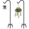 imageGarbuildman 92 Inch Tall Shepherd Hooks with 5Forked Base Adjustable Heavy Duty Bird Feeder Pole Stand Hanger for Outdoor Shiny Black 1 Pack92 inch
