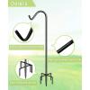 imageGarbuildman 92 Inch Tall Shepherd Hooks with 5Forked Base Adjustable Heavy Duty Bird Feeder Pole Stand Hanger for Outdoor Shiny Black 1 Pack92 inch