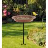 imageGarbuildman ExtraLarge Freestanding Birdbaths Bowl Detachable Decoration Spa with Metal Stake Stand ampamp Birdfeeder for Outdoor Garden Oval Style ChocolateChocolate