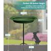imageGarbuildman ExtraLarge Freestanding Birdbaths Bowl Detachable Decoration Spa with Metal Stake Stand ampamp Birdfeeder for Outdoor Garden Oval Style ChocolateGreen