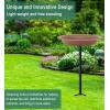 imageGarbuildman ExtraLarge Freestanding Birdbaths Bowl Detachable Decoration Spa with Metal Stake Stand ampamp Birdfeeder for Outdoor Garden Oval Style ChocolateChocolate