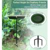 imageGarbuildman ExtraLarge Freestanding Birdbaths Bowl Detachable Decoration Spa with Metal Stake Stand ampamp Birdfeeder for Outdoor Garden Oval Style ChocolateGreen