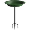 imageGarbuildman ExtraLarge Freestanding Birdbaths Bowl Detachable Decoration Spa with Metal Stake Stand ampamp Birdfeeder for Outdoor Garden Oval Style ChocolateGreen