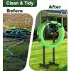 imageGarbuildman Garden Hose Holder Stand Outdoor Water Pipe Metal Reel Rack Shiny Black4Spike Crown