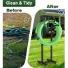 imageGarbuildman Garden Hose Holder Stand Outdoor Water Pipe Metal Reel Rack Shiny Black4Spike Volcano