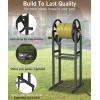 imageGarbuildman Ground Mount Garden Hose Reel Holds 125 Feet of 58Inch with 39 ft Leader Hose Brass Fitting Water Hose Holder Stand with Storage Rack ampamp 4 Spikes Base for Outdoor Lawn GreenBlack