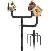 imageGarbuildman 105 Inch Smart Bird Feeder Pole with Reinforced 5Prong Base Adjustable Birdhouse Pole for Outdoors Heavy Duty Bird Feeder Stand Mounting Kit for Wild Birds Watching DoubleHeadThreehead