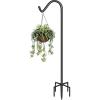 imageGarbuildman 92 Inch Tall Shepherd Hooks with 5Forked Base Adjustable Heavy Duty Bird Feeder Pole Stand Hanger for Outdoor Shiny Black 1 Pack76 inch