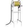 imageGarbuildman Ground Mount Garden Hose Reel Holds 125 Feet of 58Inch with 39 ft Leader Hose Brass Fitting Water Hose Holder Stand with Storage Rack ampamp 4 Spikes Base for Outdoor Lawn GreenWhite