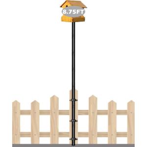 imageGarbuildman 105 Inch Bird Feeder Pole Kit Heavy Duty Bird House Pole Set for Deck Fence or Patio Railing Adjustable Universal Mounting Post Kit for Outdoors Matte Black 1 PackDeck Fence 1pack