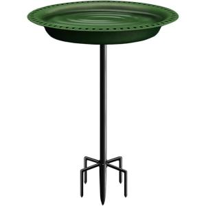 imageGarbuildman Deck Mounted Bird Bath Bowl Spa Birdfeeder ampamp Adjustable Unheated Birdbath with Heavy Duty Clamp for Outdoor Garden Oval Style Brown1 galGreen