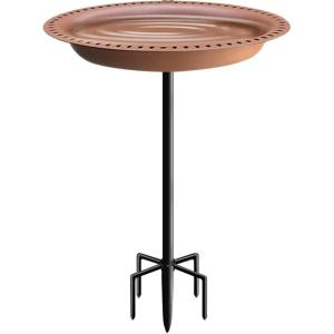 imageGarbuildman Deck Mounted Bird Bath Bowl Spa Birdfeeder ampamp Adjustable Unheated Birdbath with Heavy Duty Clamp for Outdoor Garden Oval Style Brown1 galBrown