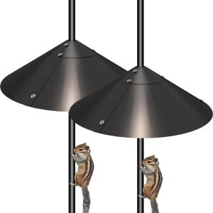imageGarbuildman Metal Squirrel Baffle for Bird Feeder Pole Outside Pole Mount Bird House Guard for Outdoor Shepherds Hook 19 Inch 1 PackBuckle2pcs