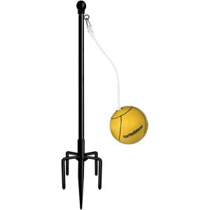 imageGarbuildman Tetherball Set with Ball ampamp Rope for Outdoor Backyard Adjustable Tether Ball Pole with Reinforced 5Prong Base for Playground Outside Ball Games Sports for Kids ampamp Adults Black75 FT