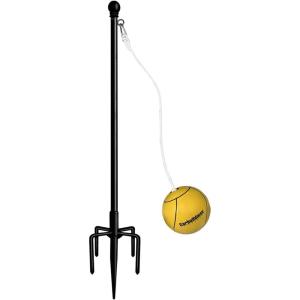 imageGarbuildman Tetherball Set with Ball ampamp Rope for Outdoor Backyard Adjustable Tether Ball Pole with Reinforced 5Prong Base for Playground Outside Ball Games Sports for Kids ampamp Adults Black875 FT